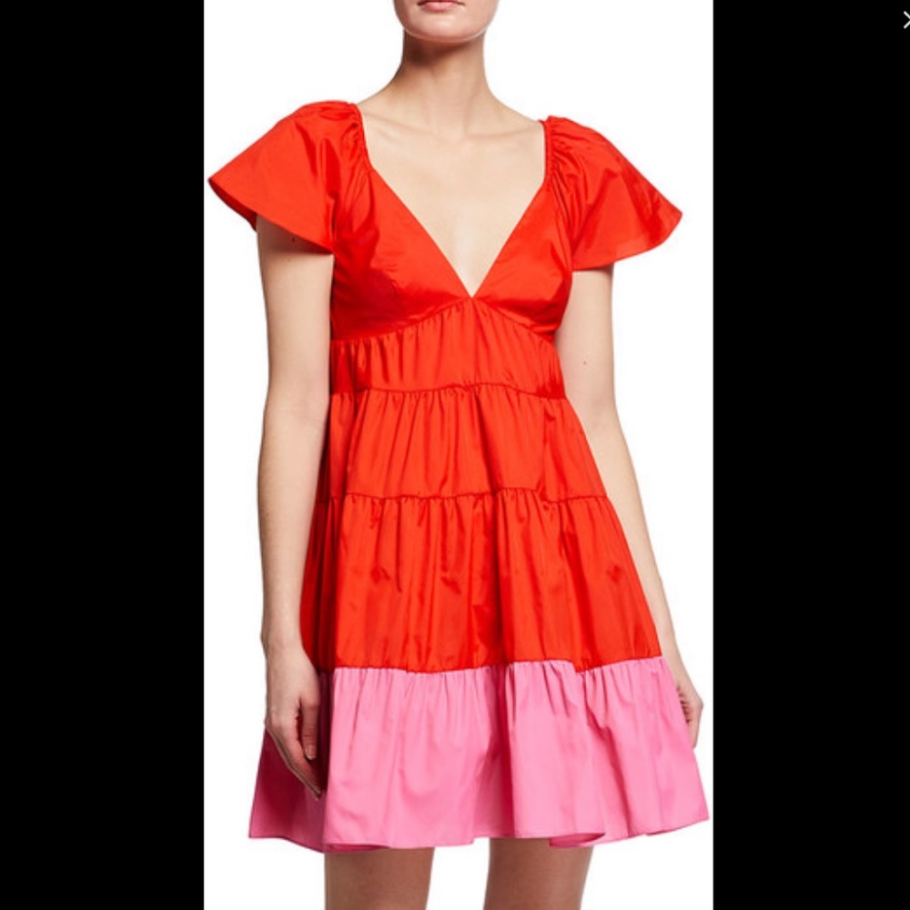 STAUD red pink baby doll dress size M